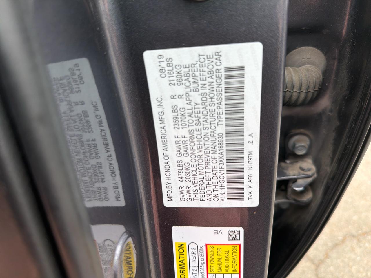 Honda Accord Sedan Sport 1.5T CVT 2019