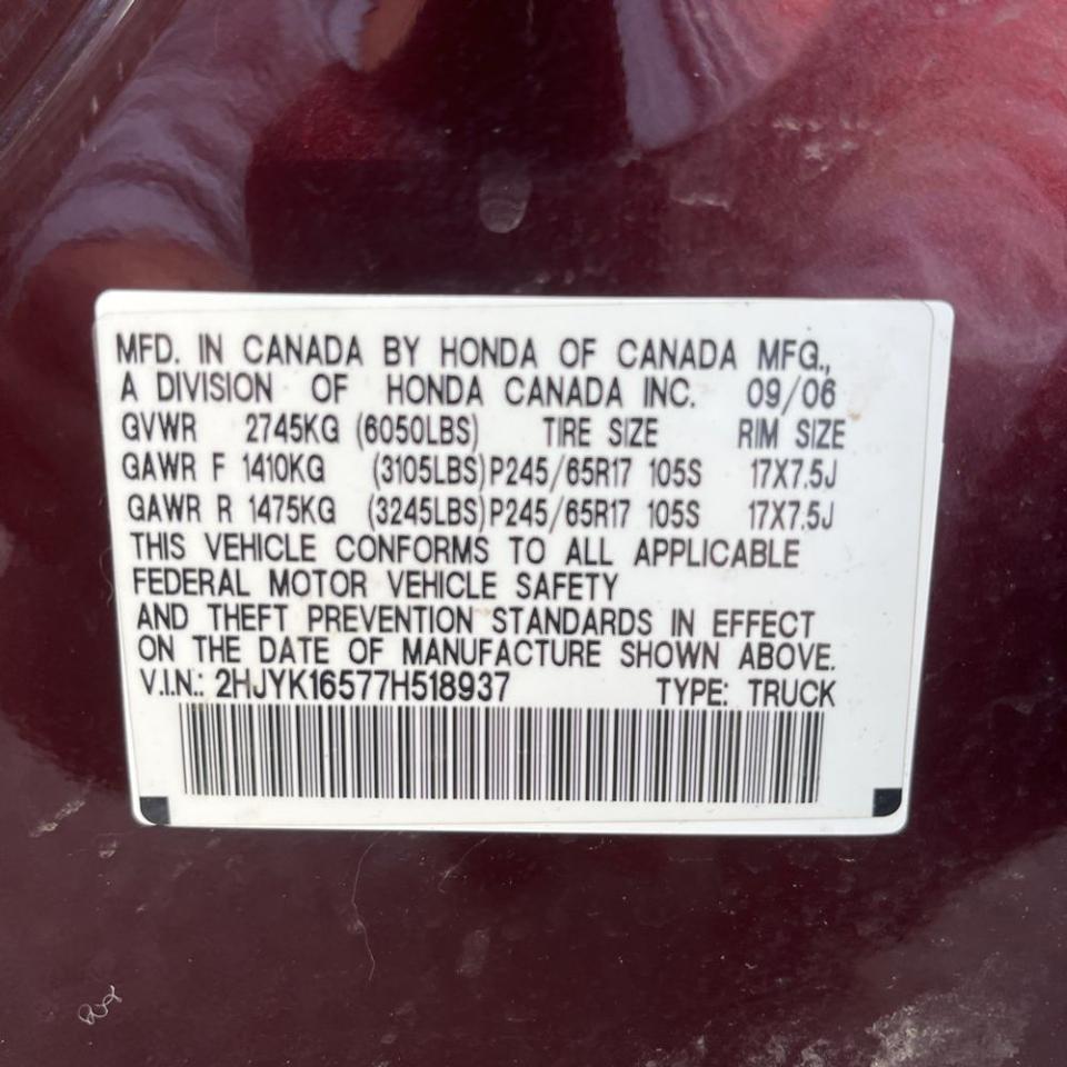 Honda Ridgeline 4WD Crew Cab RTL w/Leather 2007