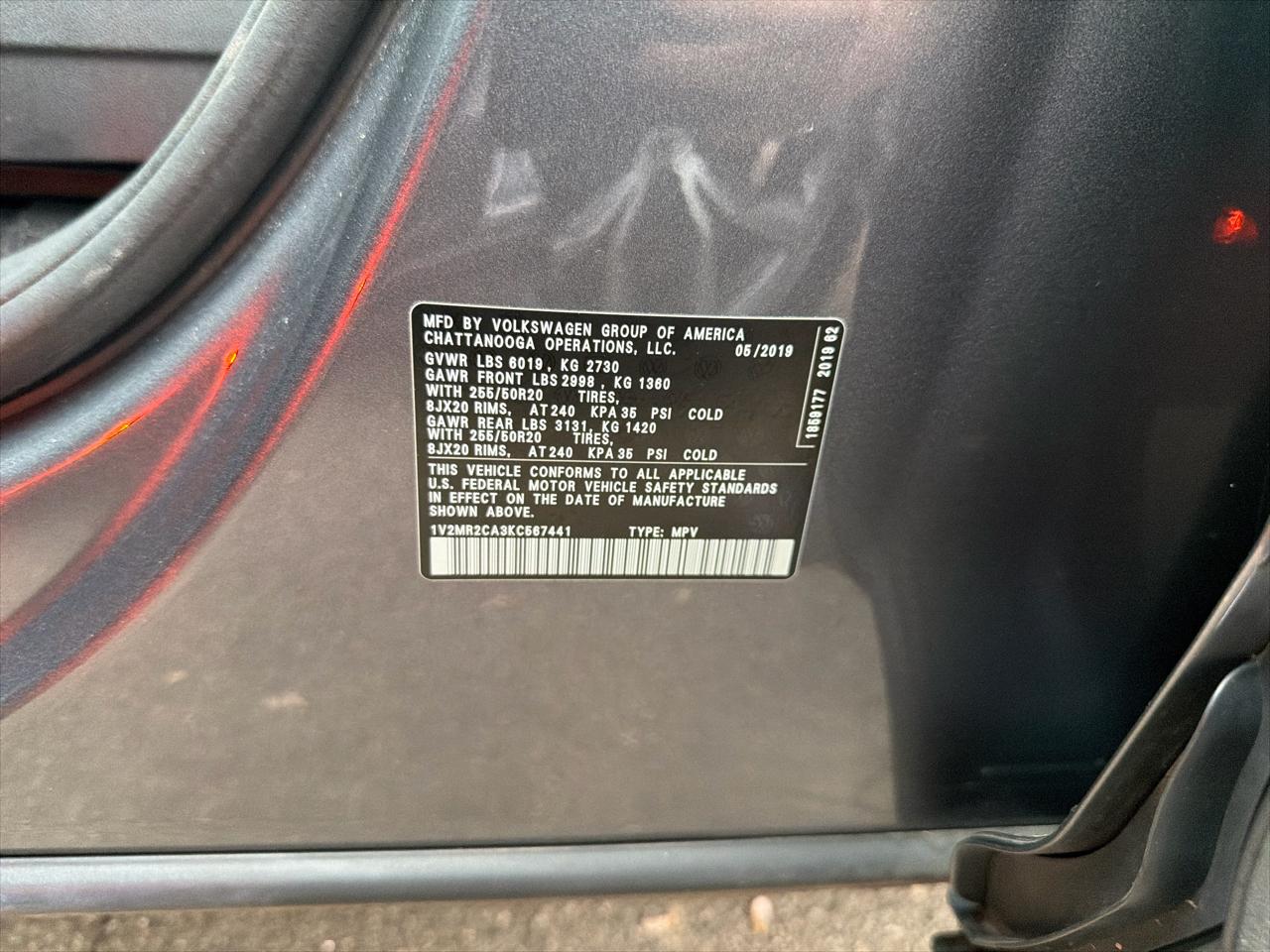 Volkswagen Atlas 3.6L V6 SEL 4MOTION 2019