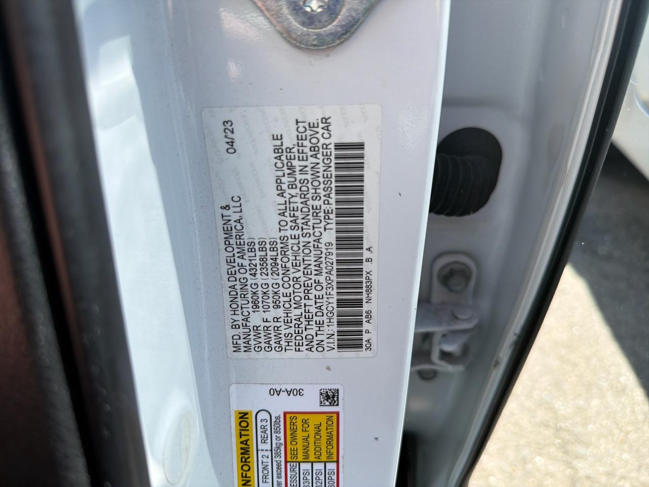 Honda Accord Sedan EX CVT 2023