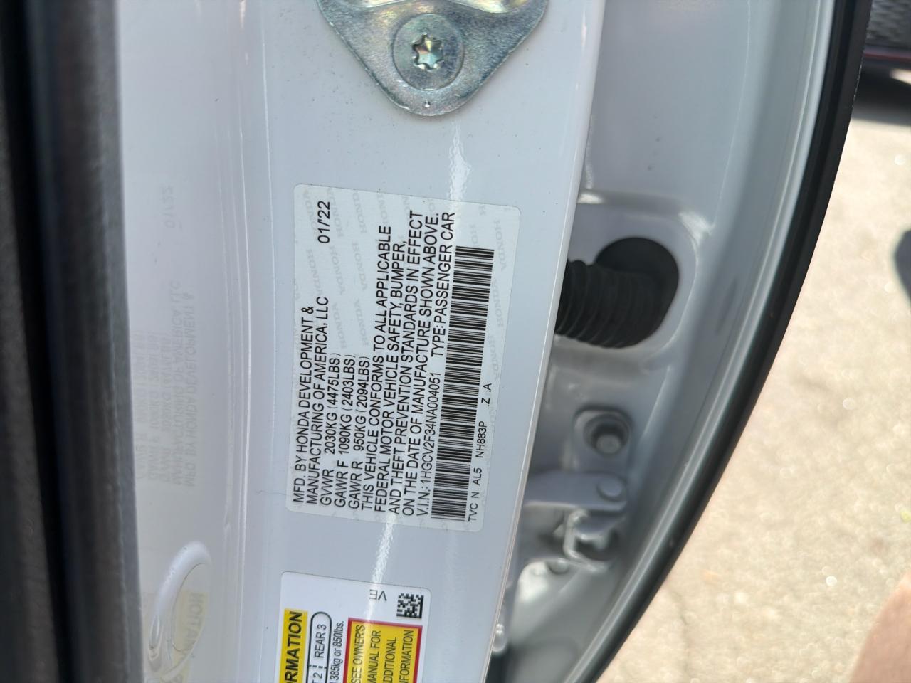 Honda Accord Sedan Sport 2.0T Auto 2022