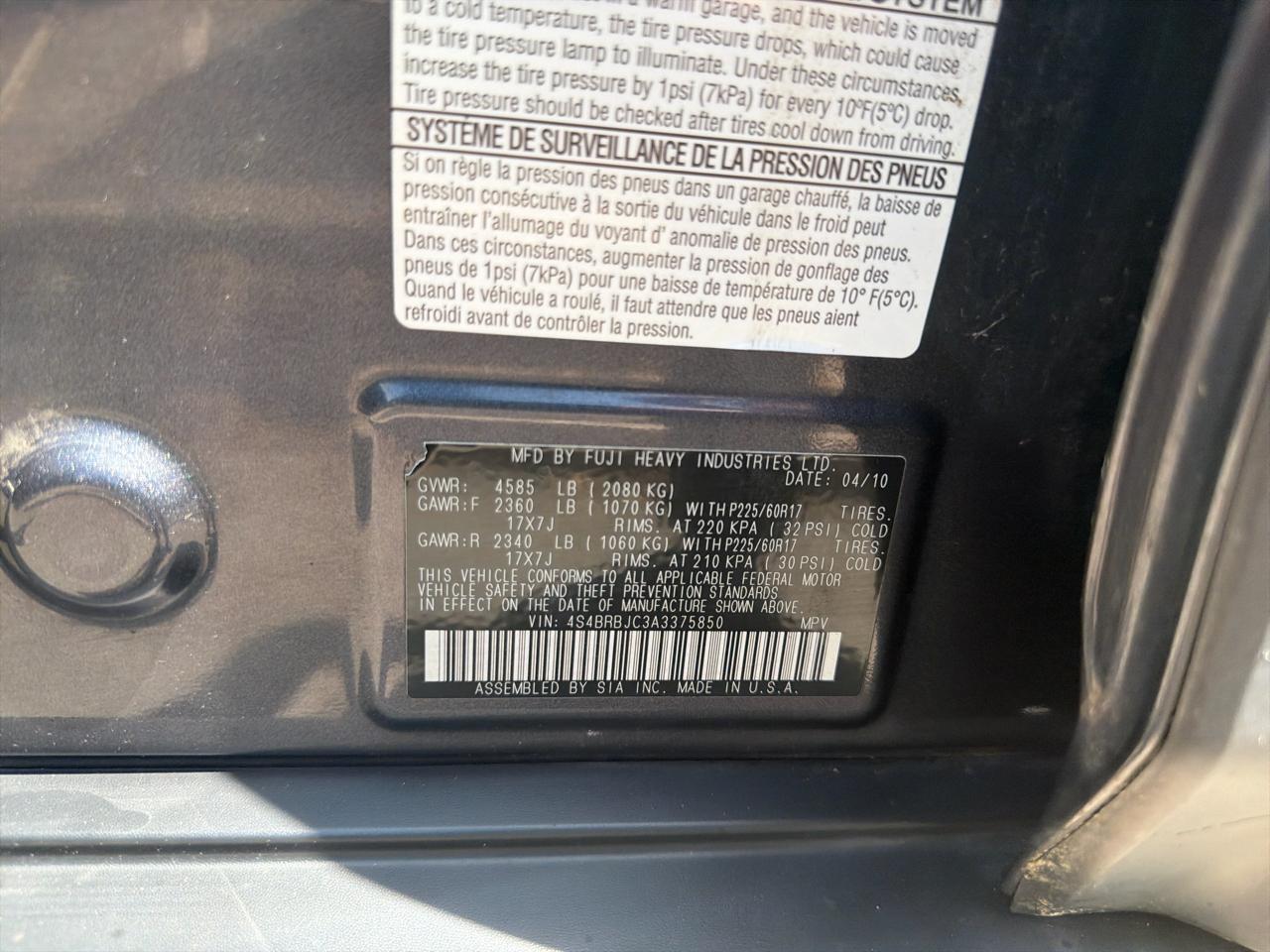 Subaru Outback 4dr Wgn H4 Auto 2.5i Ltd 2010