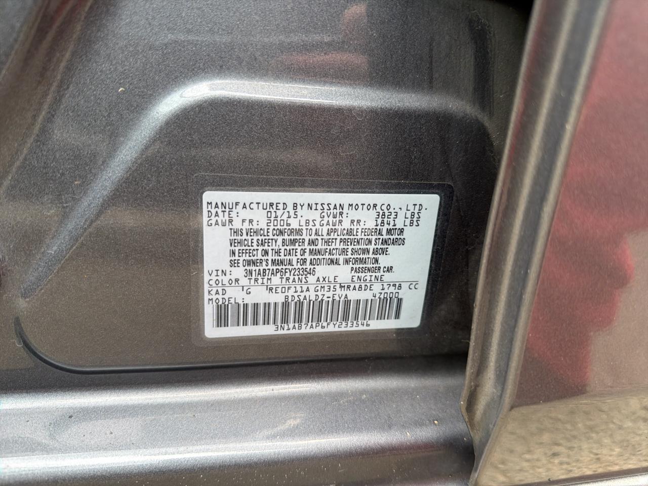 Nissan Sentra 4dr Sdn I4 CVT SV 2015