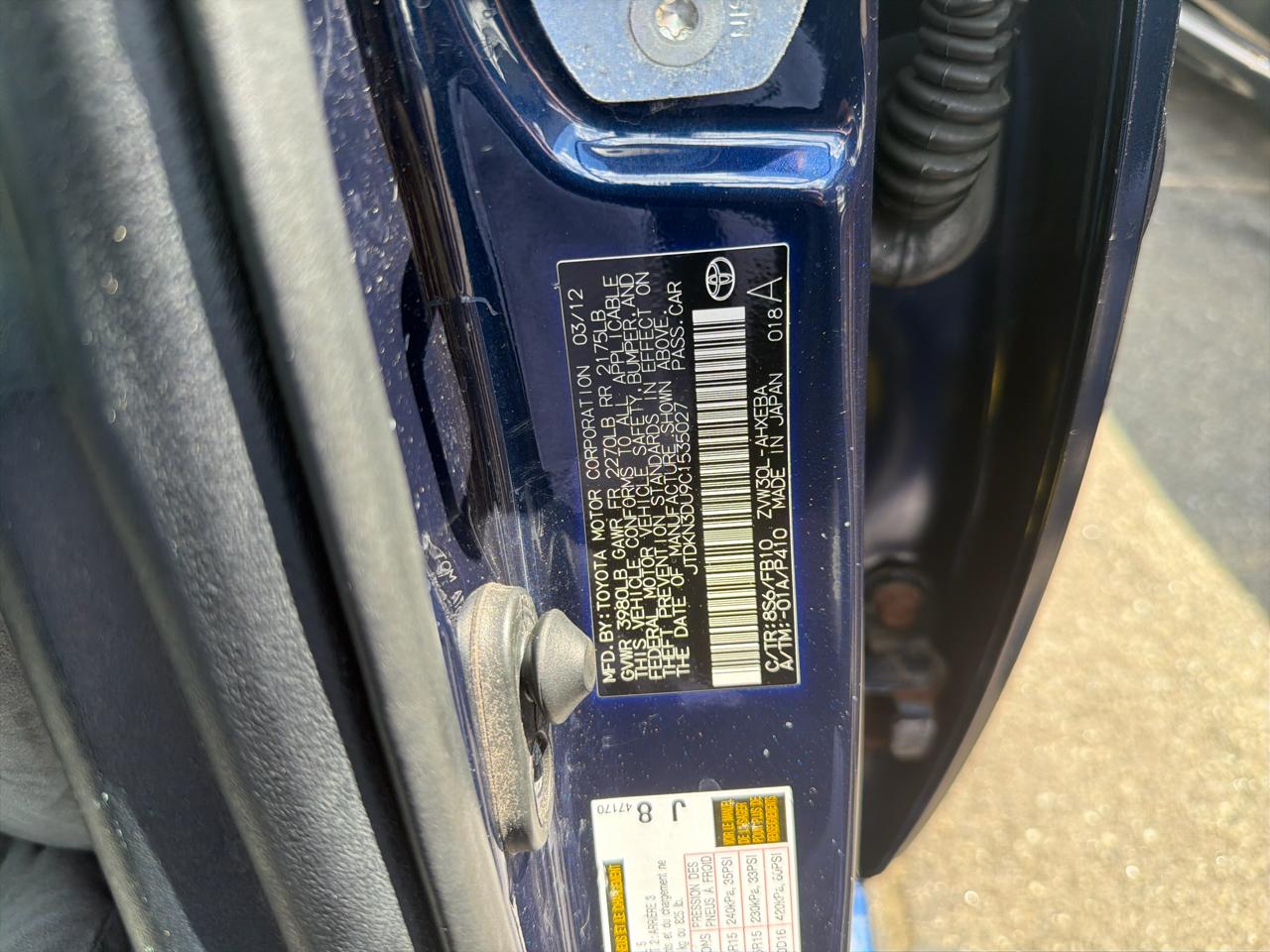 Toyota Prius 5dr HB Three (Natl) 2012