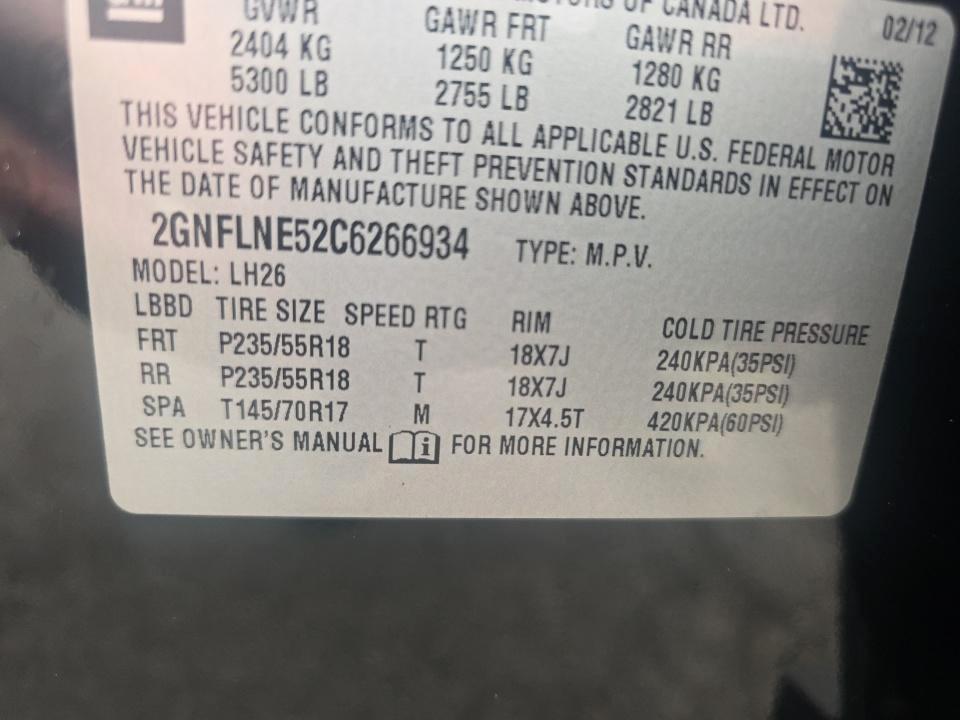 Chevrolet Equinox AWD 4dr LT w/2LT 2012