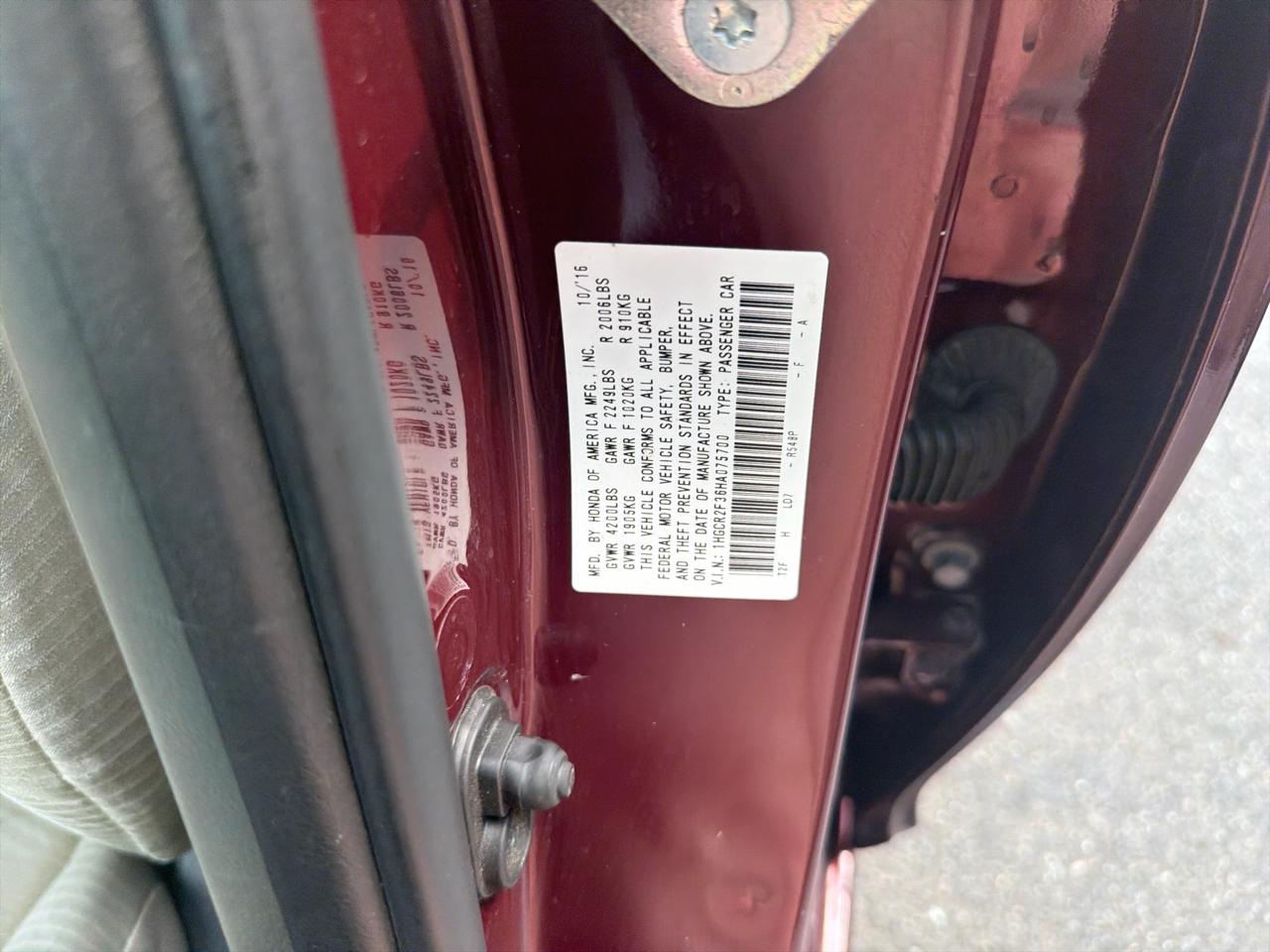 Honda Accord Sedan LX CVT 2017