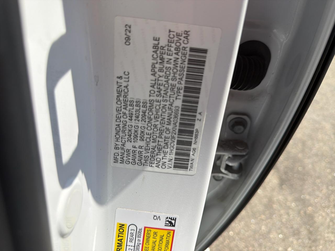 Honda Accord Hybrid Sport Sedan 2022