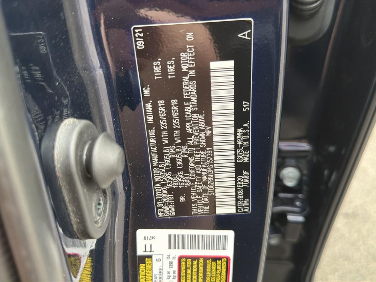 Toyota Highlander XLE AWD (Natl) 2021