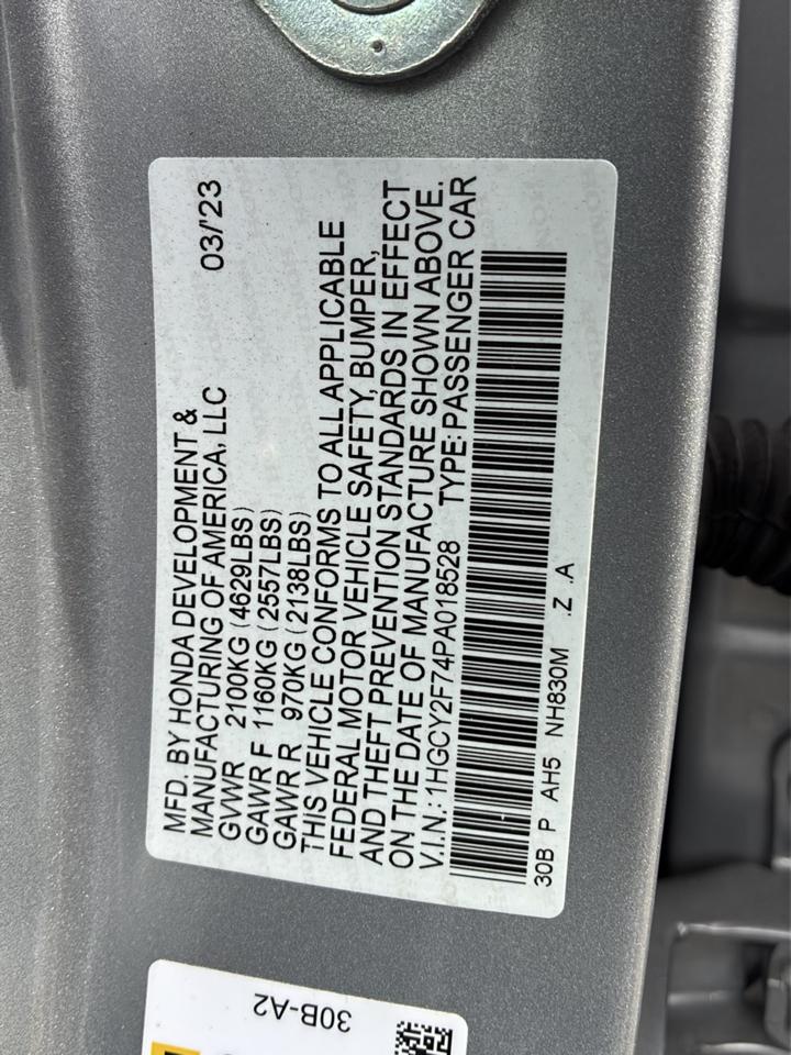 Honda Accord Hybrid Sport-L Sedan 2023