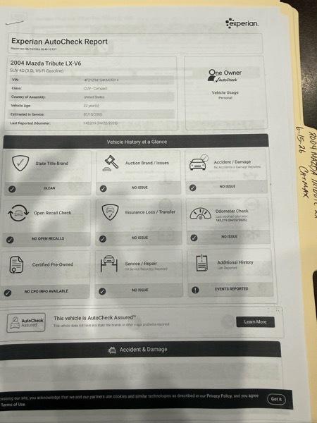 Mazda Tribute LX 4WD 2004