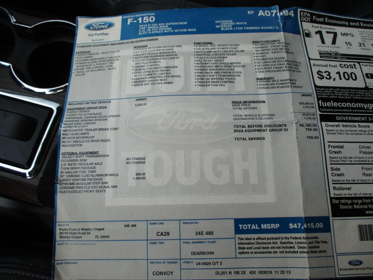 Ford F-150 2WD SuperCrew 145" Lariat 2014