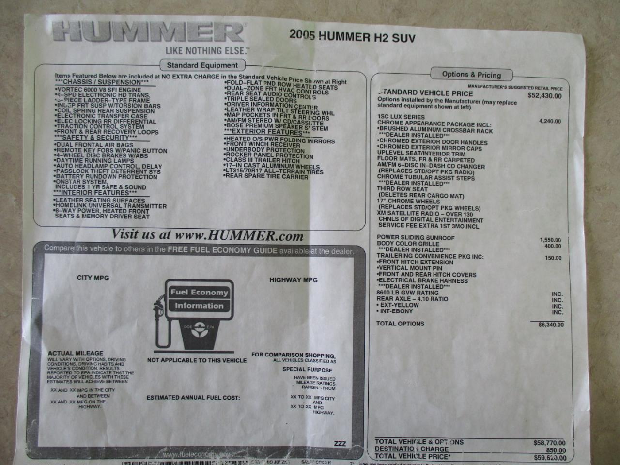 HUMMER H2 4dr Wgn SUV 2005