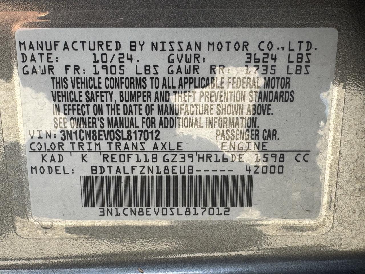 Nissan Versa SV CVT 2025