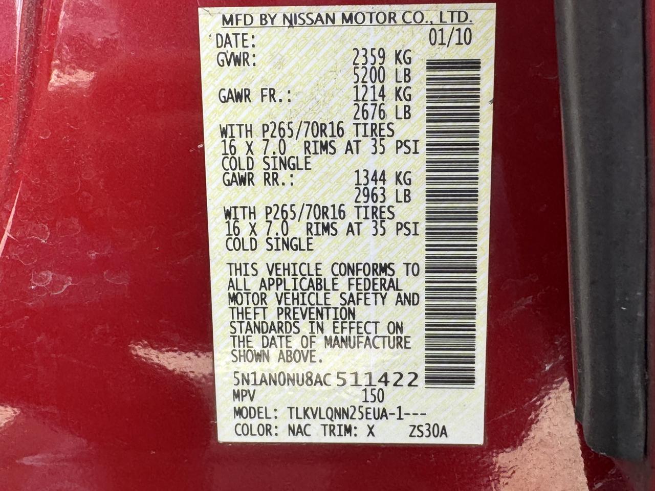 Nissan Xterra 2WD 4dr Auto X 2010