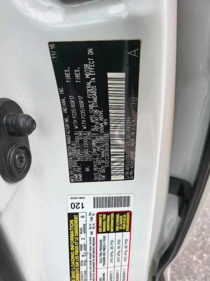 Toyota Sienna XLE Auto Access Seat FWD 7-Passenger (Natl) 2017