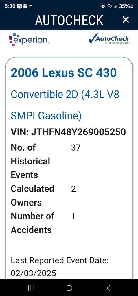 Lexus SC 430 2dr Convertible 2006