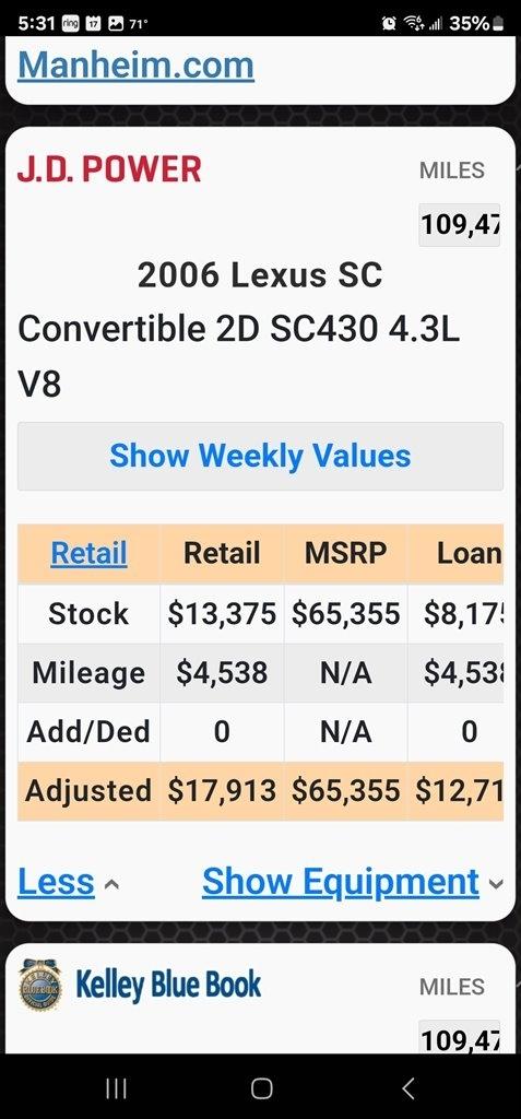 Lexus SC 430 2dr Convertible 2006
