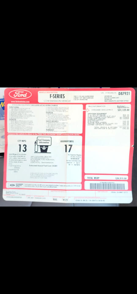 Ford F-150 SuperCrew Crew Cab 139" Lariat 4WD 2001