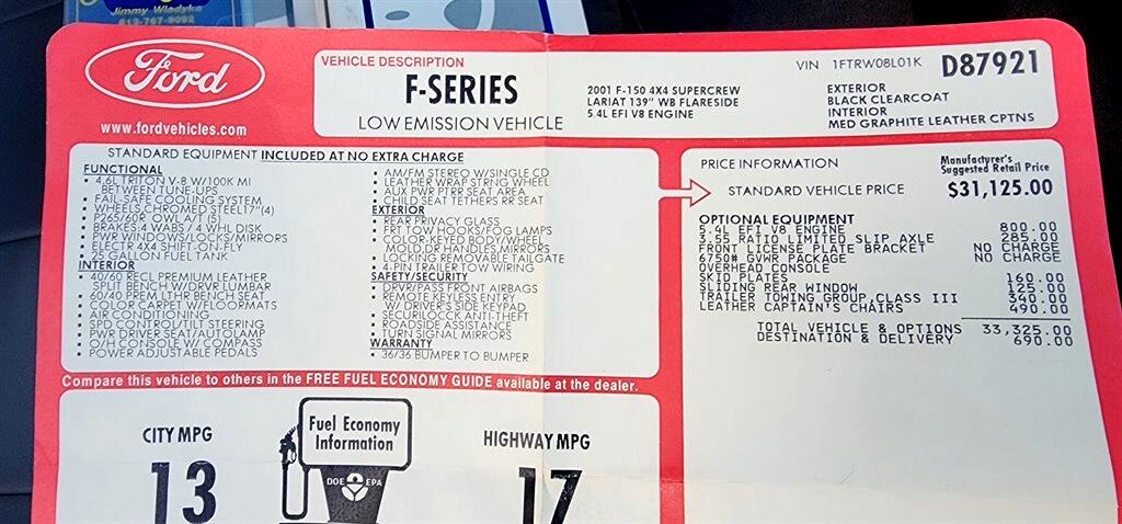 Ford F-150 SuperCrew Crew Cab 139" Lariat 4WD 2001