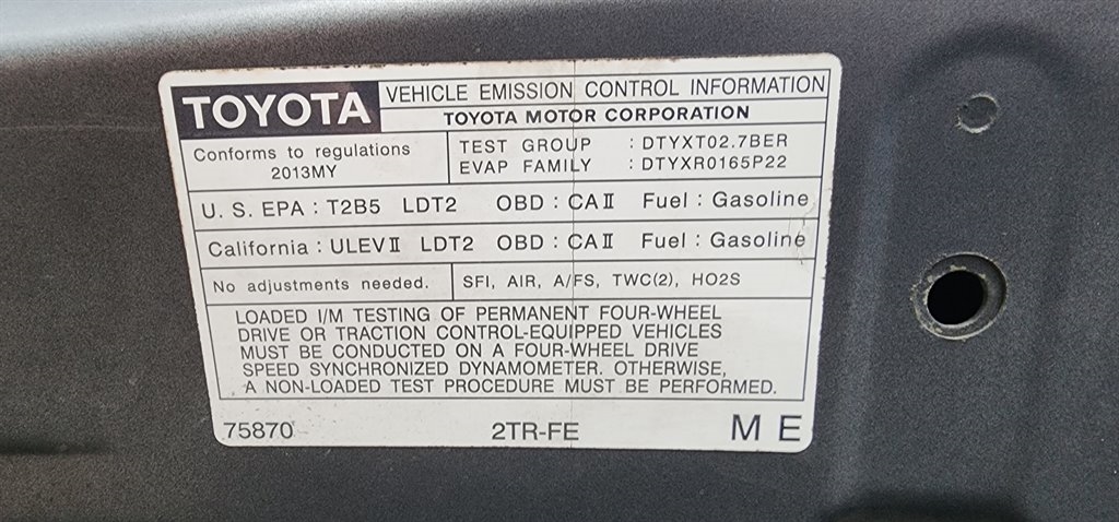 Toyota Tacoma 2WD Access Cab I4 MT (Natl) 2013