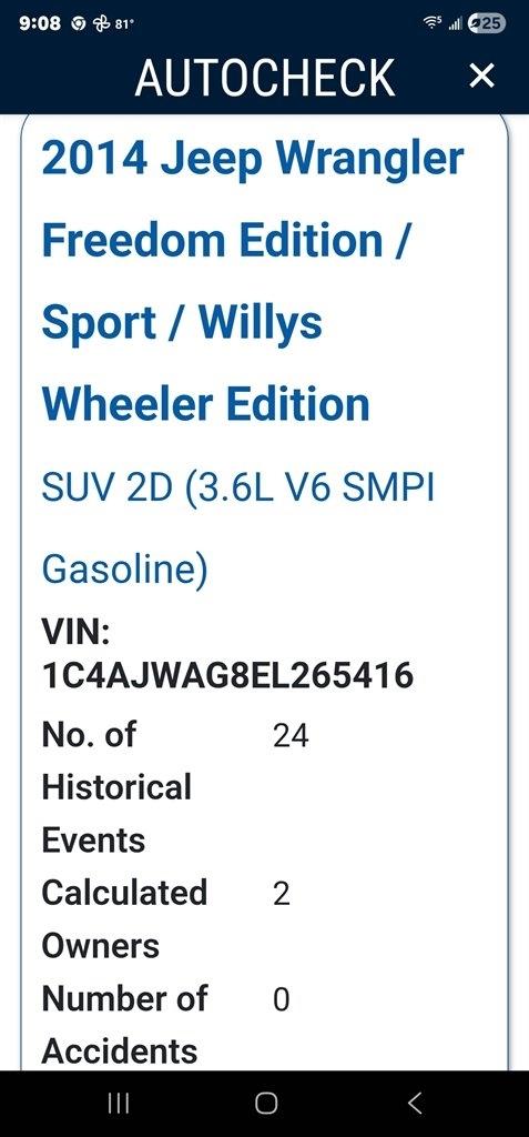Jeep Wrangler 4WD 2dr Sport 2014