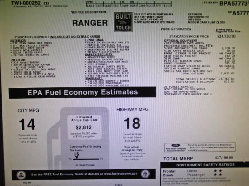 Ford Ranger XLT SuperCab 4.0 4WD 2011