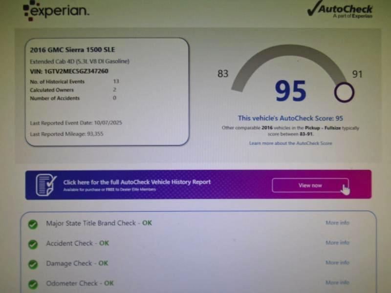 GMC Sierra 1500 SLE Ext. Cab 4-Door Long Bed 4WD 2016