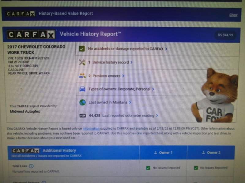 Chevrolet Colorado Work Truck Crew Cab 4WD 2017