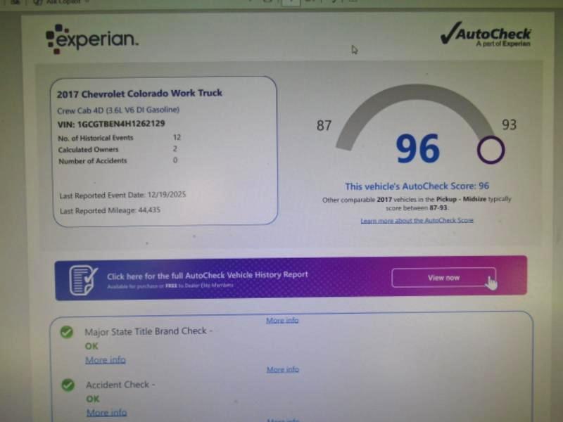 Chevrolet Colorado Work Truck Crew Cab 4WD 2017