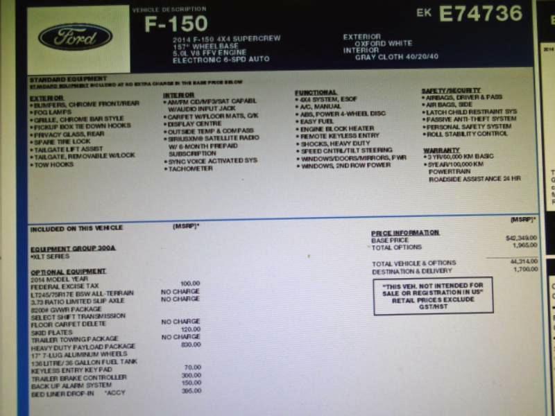 Ford F-150 4WD SuperCrew 157" XLT w/HD Payload Pkg 2014