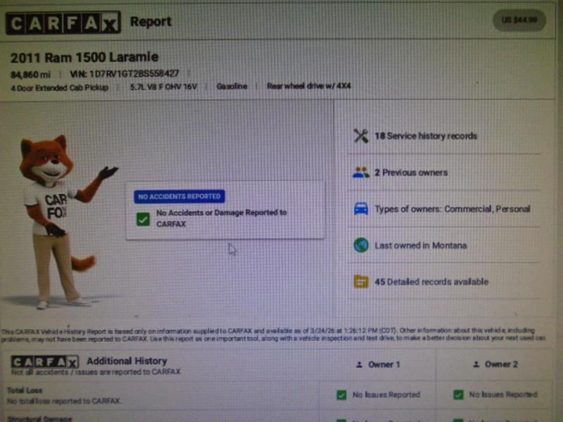 RAM 1500 Laramie Quad Cab 4WD 2011