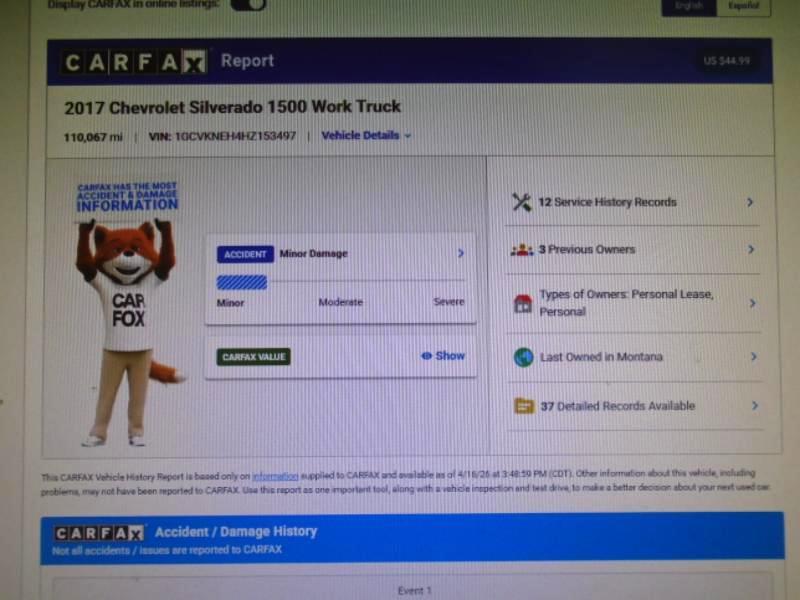 Chevrolet Silverado 1500 Work Truck Double Cab 4WD 2017