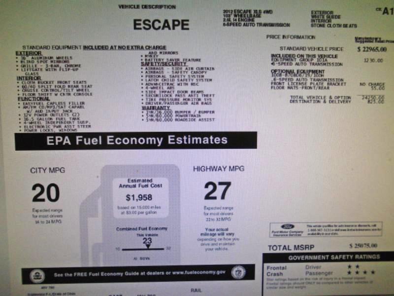 Ford Escape XLS 4WD AT 2012