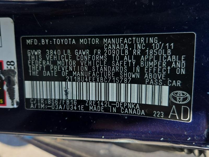 Toyota Corolla LE 4-Speed AT 2011