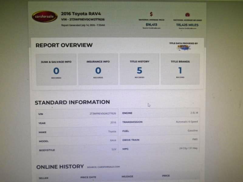 Toyota RAV4 XLE 4D SUV FWD 2016