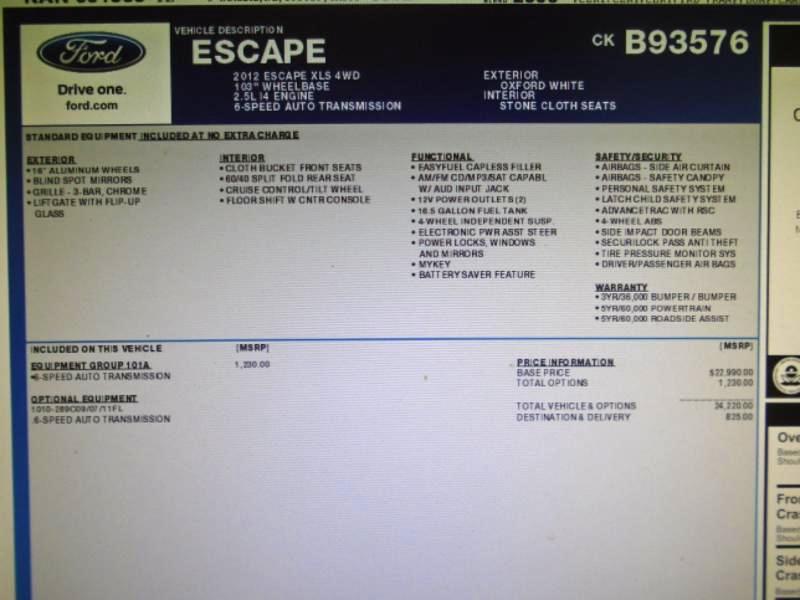 Ford Escape XLS 4WD 2012