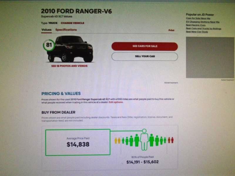 Ford Ranger XLT SuperCab 4.0L 2WD 2010