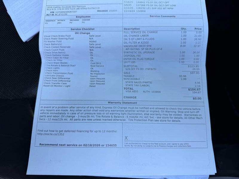 Cadillac Escalade ESV Platinum 4WD 2018