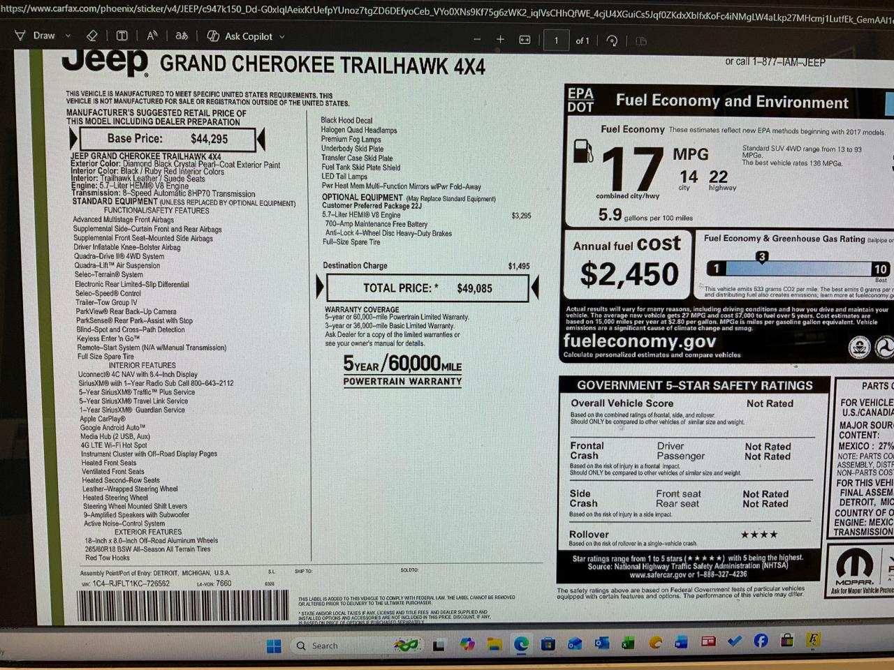 Jeep Grand Cherokee Trailhawk 4WD 2019