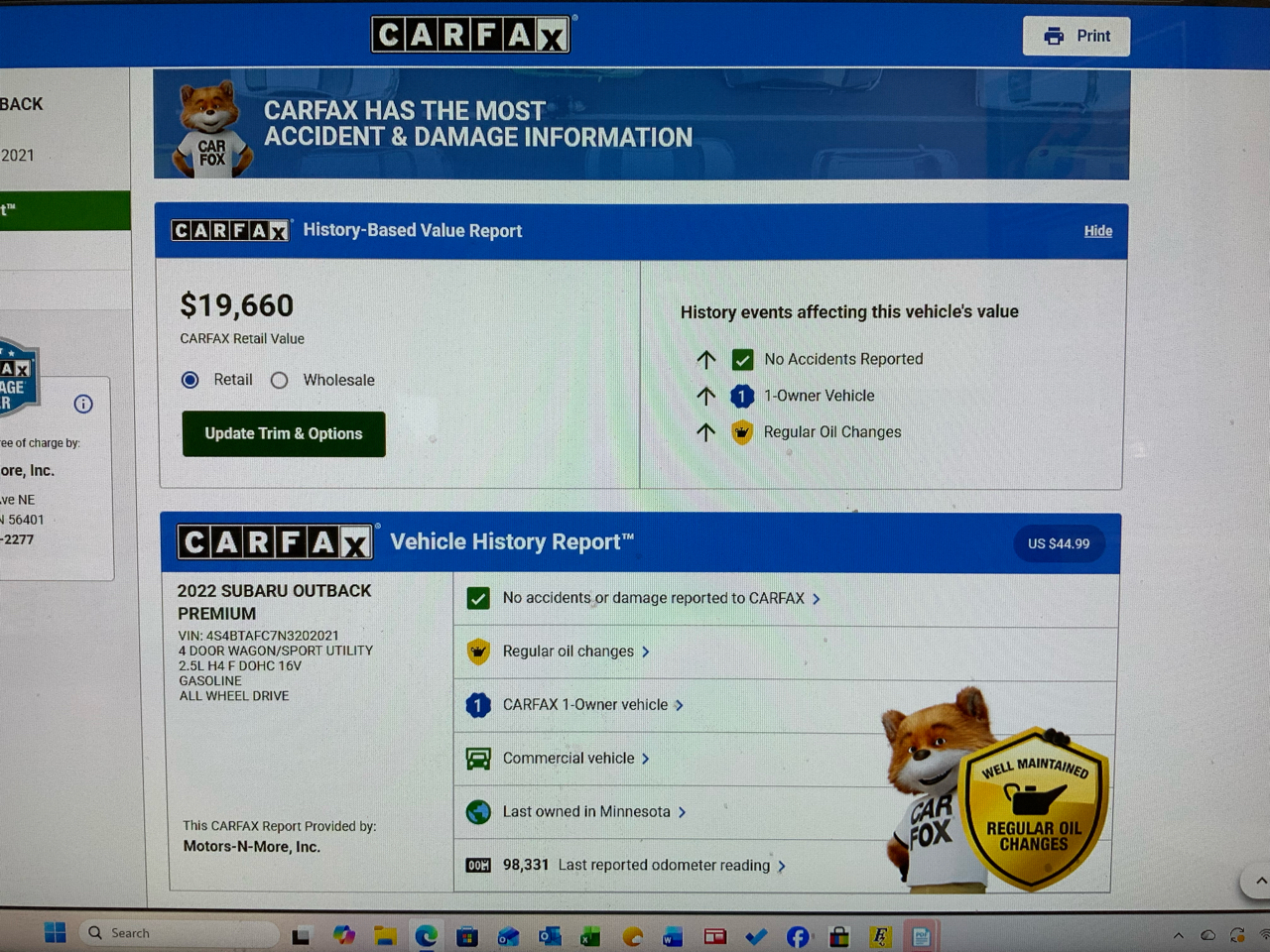 Subaru Outback Premium 2022