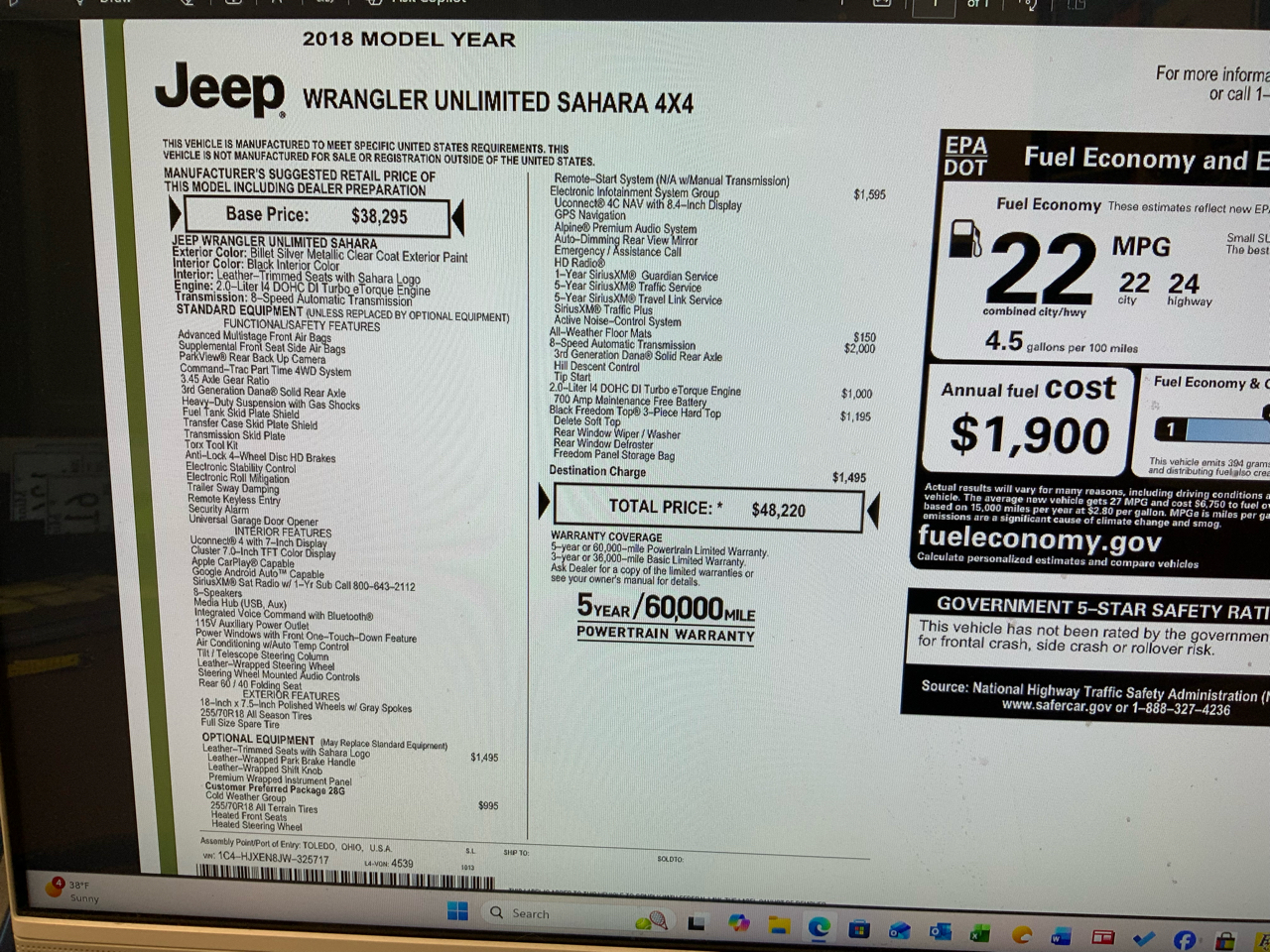 Jeep Wrangler Unlimited Sahara 2018