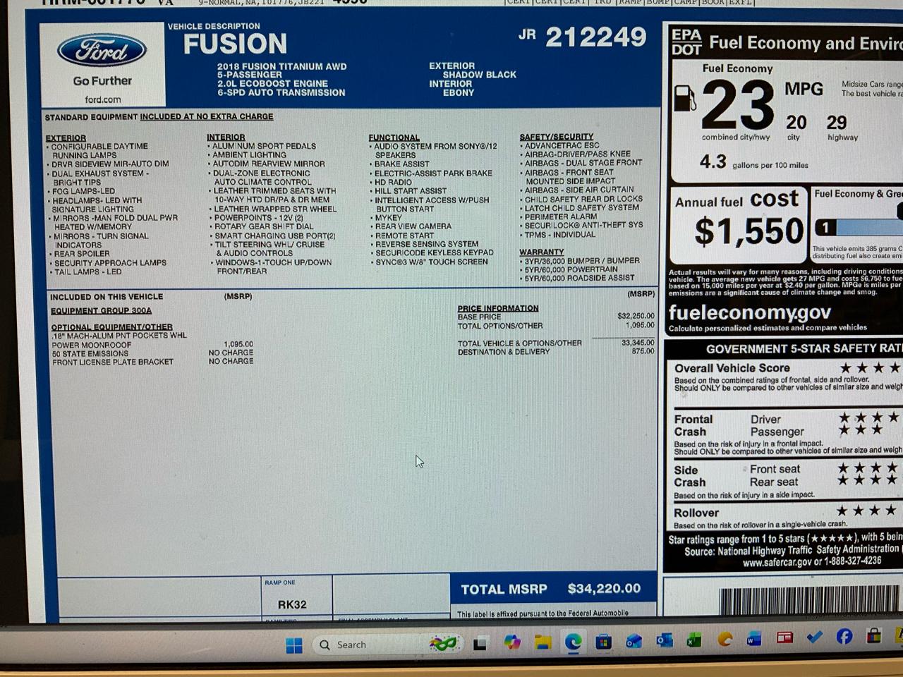 Ford Fusion Titanium AWD 2018