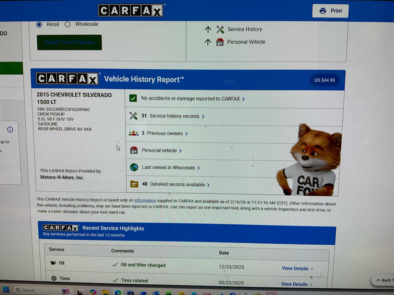 Chevrolet Silverado 1500 LT Crew Cab 4WD 2015