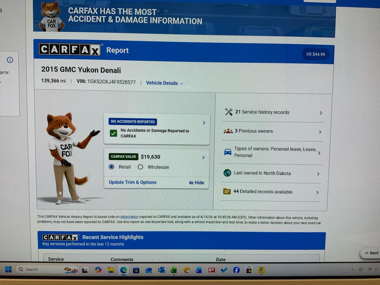 GMC Yukon Denali 4WD 2015