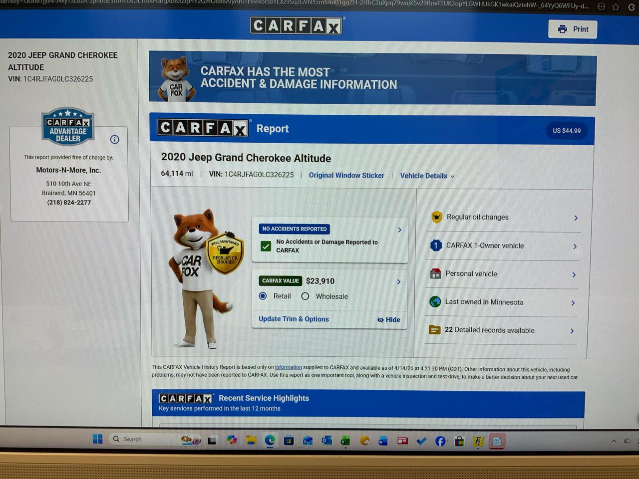 Jeep Grand Cherokee Laredo 4WD 2020