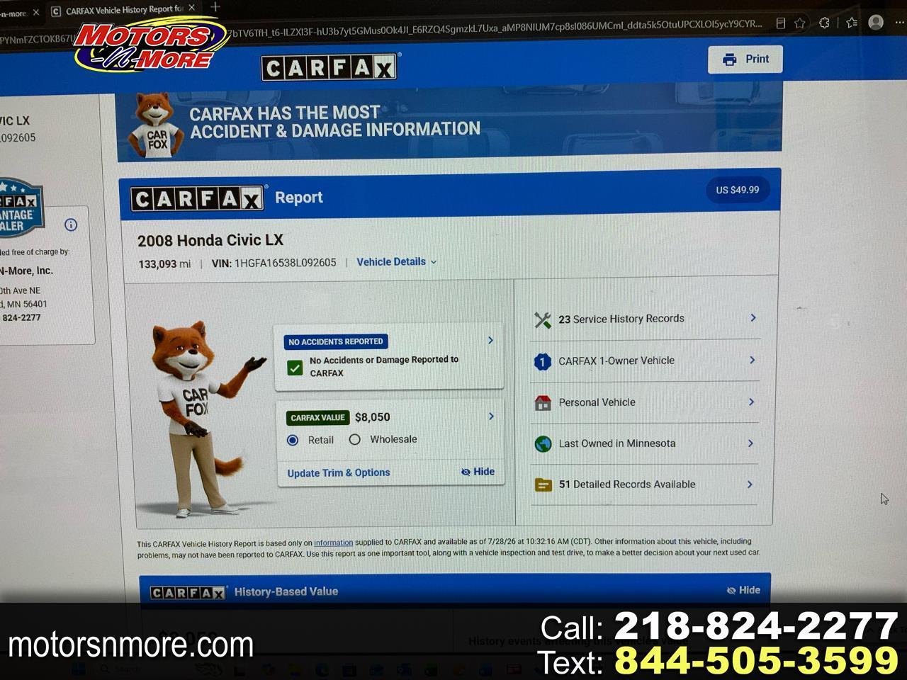2008 Honda Civic LX Sedan AT