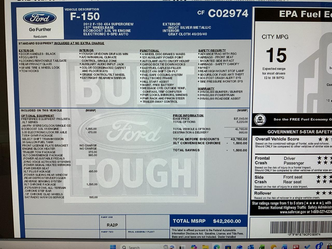 Ford F-150 4WD SuperCrew 139" XLT 2012