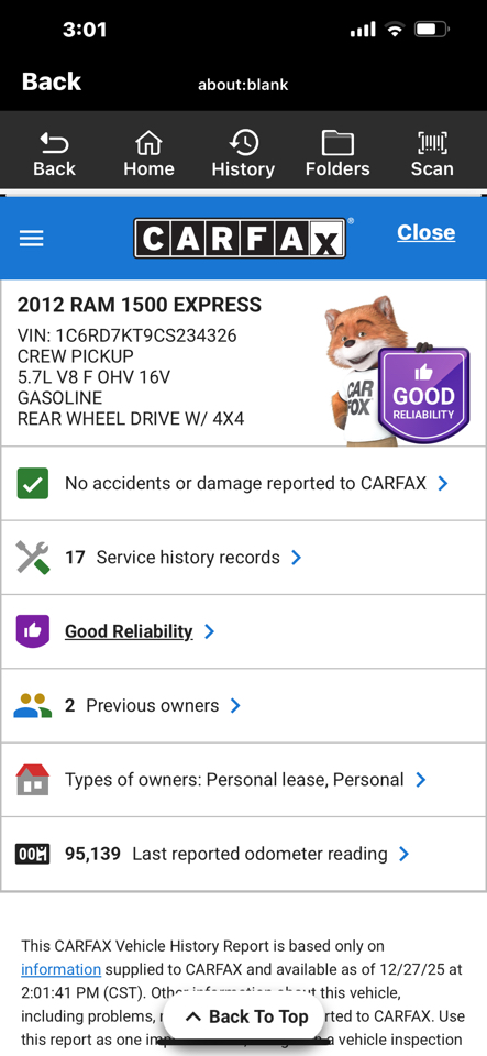 RAM 1500 4WD Crew Cab 140.5" Express 2012