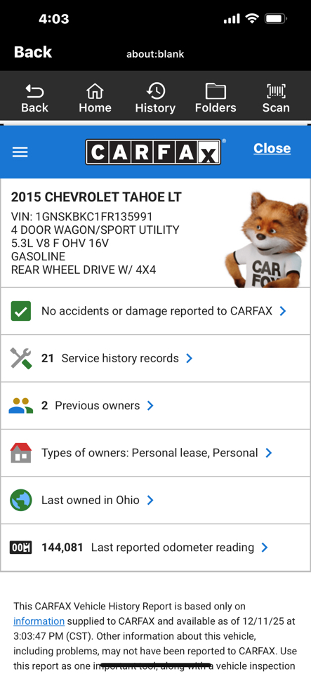 Chevrolet Tahoe 4WD 4dr LT 2015