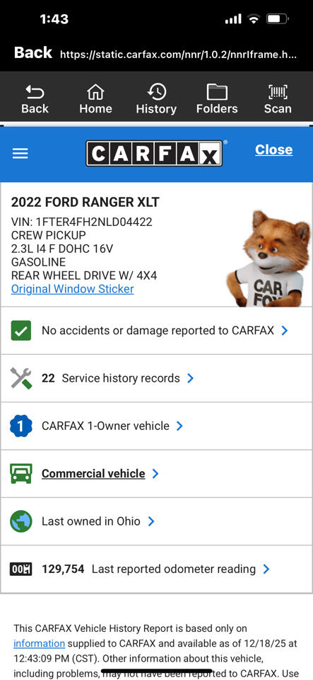 Ford Ranger XLT 4WD SuperCrew 5' Box 2022